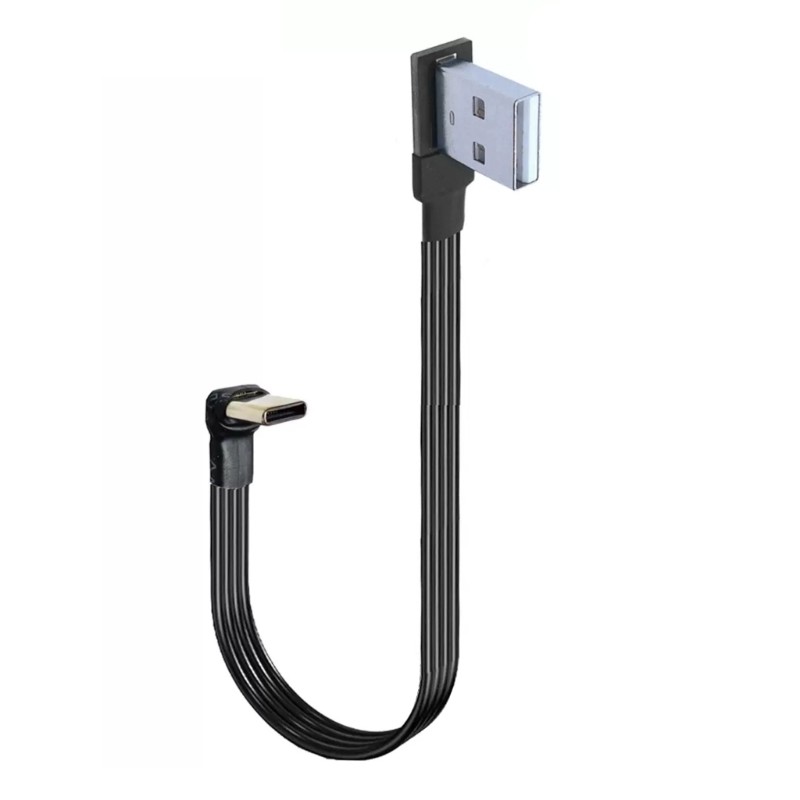 Flat Type C to Angled USB Cable Left, Right, Up And Down Support 480Mbps 10W gallery
