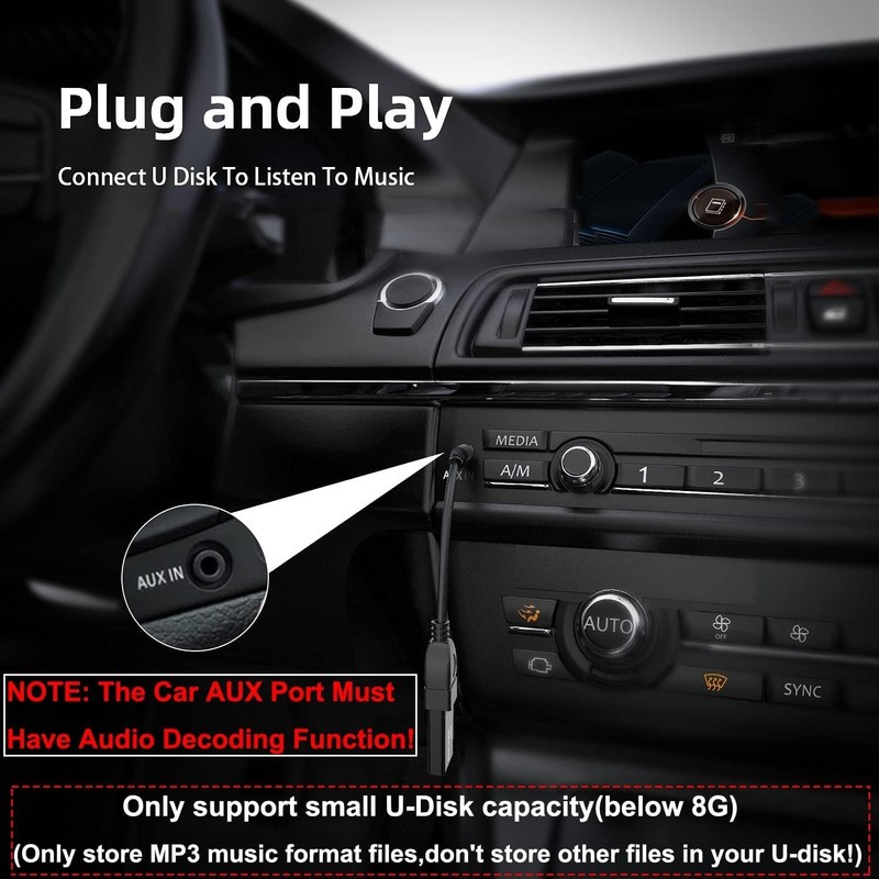 3.5mm Male to USB Female Converter for Car AUX Port Music Functionality gallery