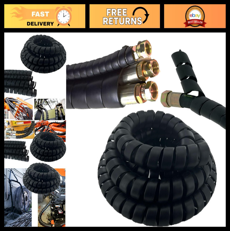 Spiral Cable Wrap Protector - Pre-Cut Hose Guard for Hydraulic & Pneumatic Hoses