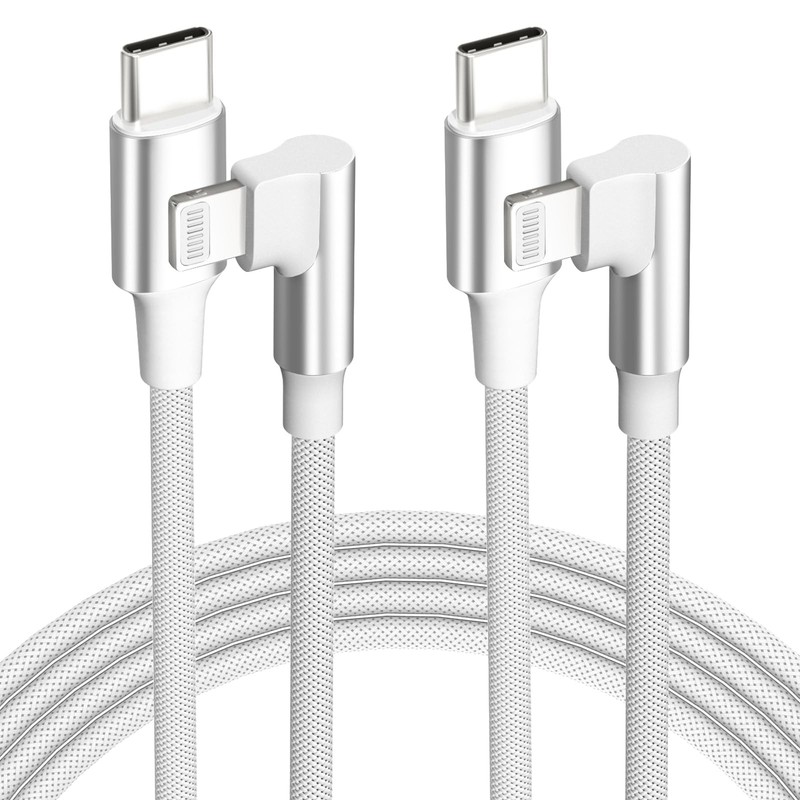USB C to Lightning Cable 6FT 2Pack 90 Degree MFi Certified, iPhone Charger Co…