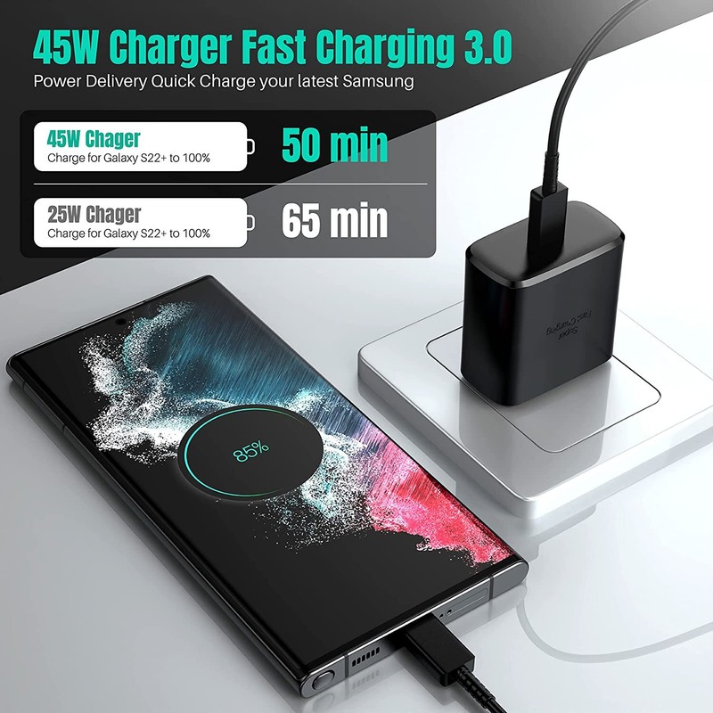 45W USB-C Super Fast Wall Charger Adapter PD Type C TO C Cable For Samsung Lot gallery