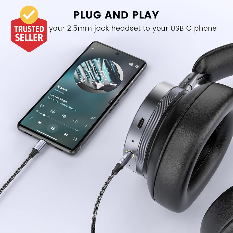 3.3Ft USB C to 2.5Mm Aux Audio Cable, USB C to 2.5Mm TRS Hi-Fi Nylon Braided Aux gallery