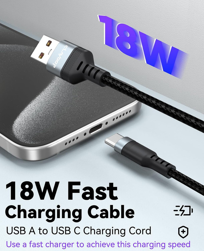 20 FT USB C Cable Long, 18W Fast Charging USB a 2.0 to USB-C Charge Cord 20 gallery