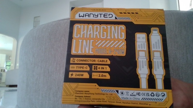 Wanyted Charging Line 4 In 1 Connector Cable 240w Charger Type-C