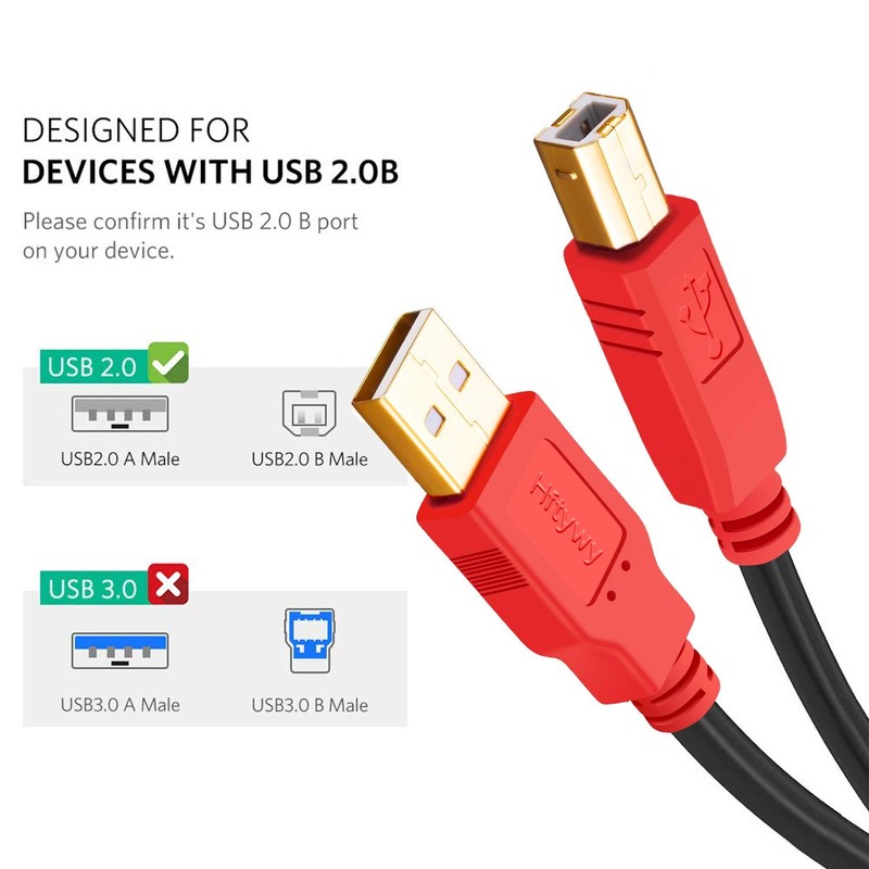 Printer Cable, 30FT Type A-Male to B-Male Cable Compatible with HP, Canon, Ep... gallery