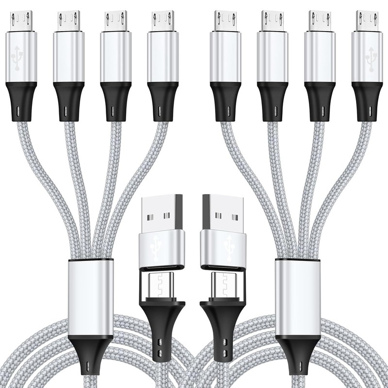 Micro USB Cable 4-in-2 Multi USB Splitter Charging Cable 2Pack 4Ft gallery