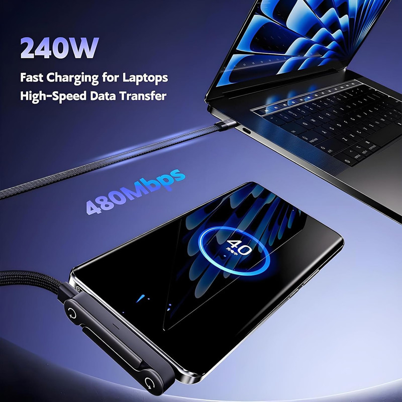 2-In-1 Invisible Stand Charging Cable, Multi Charger Cord with Type C Multi-Angl gallery