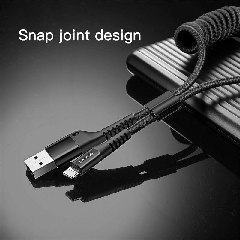 Baseus Coiled Elastic USB Data Charging Cable For iPhone14 13 12 11 Pro Xs X 8 7 gallery