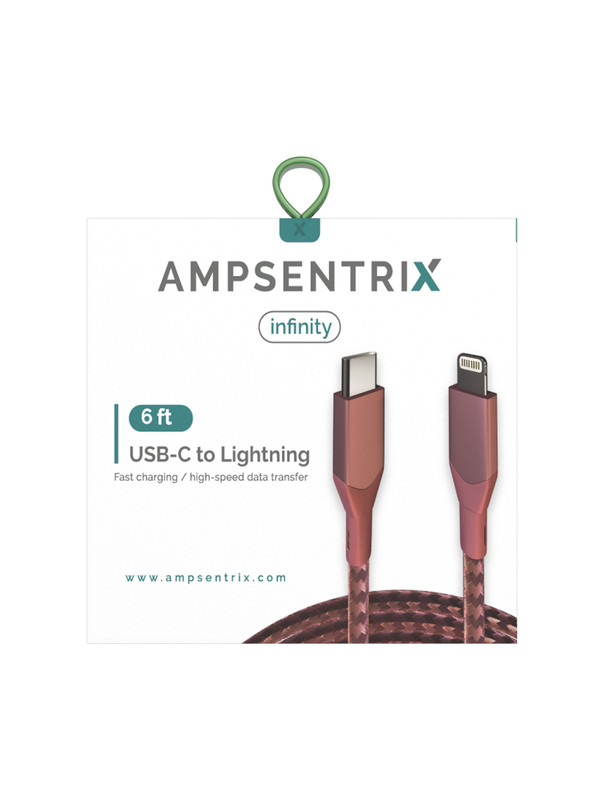 AmpSentrix - 6 Ft Non-MFI USB Type C To Lighting Cable (Infinity) (Pink) gallery