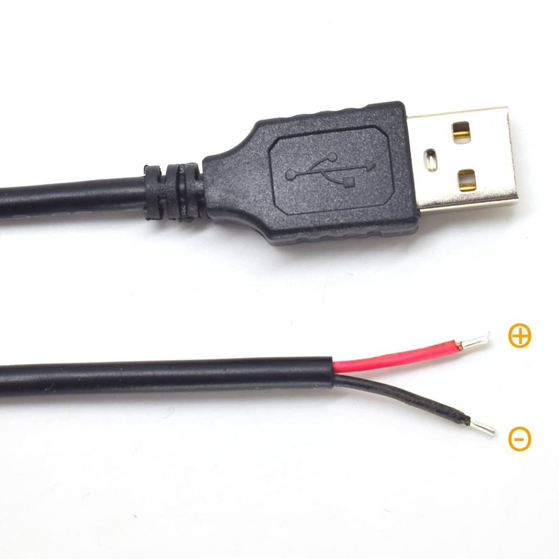 2Pack USB Pigtail Power Cable 1M 20AWG USB Male 2Pin 5V 5A DIY Power Cord gallery