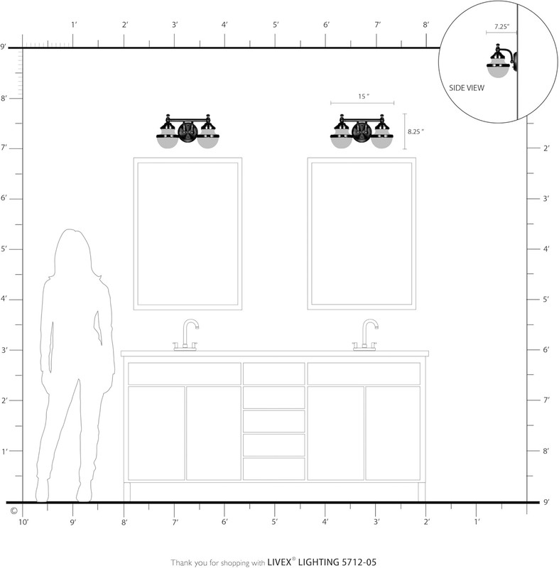 Transitional Polished Chrome 2-Light Bath Vanity from Oldwick Collection gallery