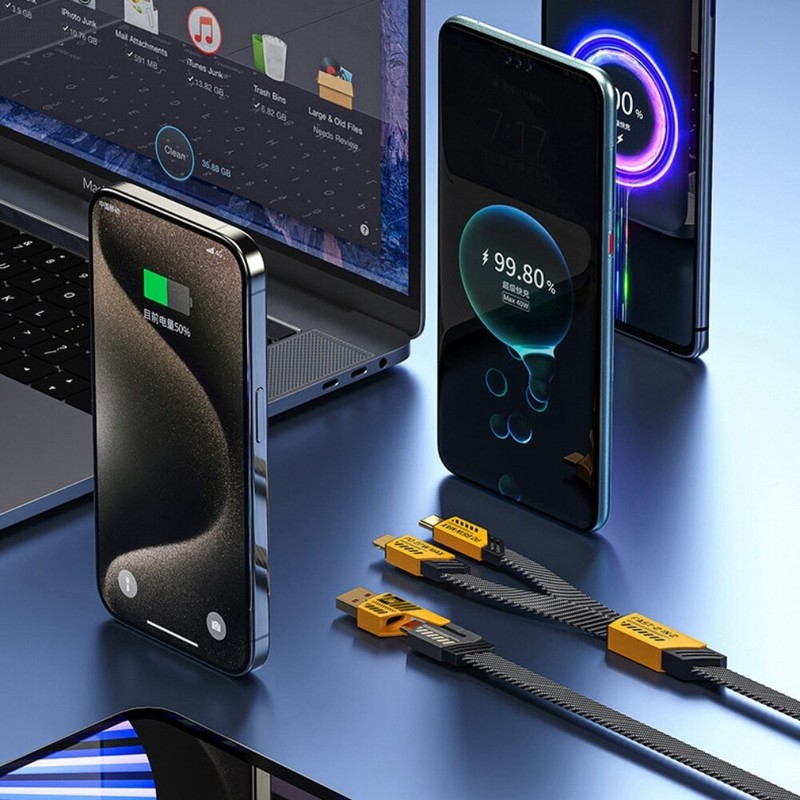 65W 4ft 4-in-1 Multi-Function Charging Cable, Universal USB-C Charging Cable gallery