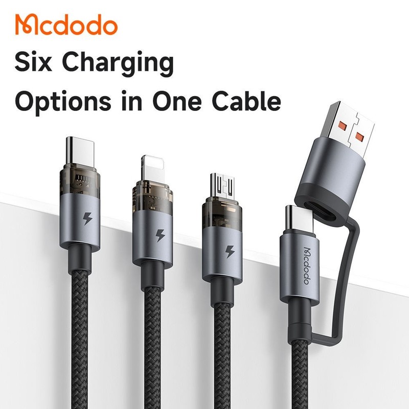 Mcdodo 3 in 2 Type-C Fast Charging Cable 100W USB + C To C + Micro + For iPhone