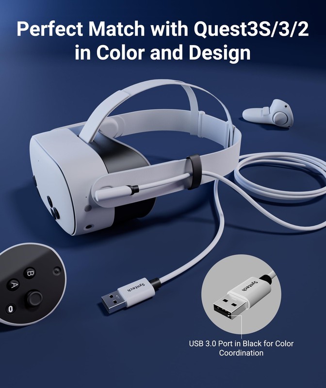 Link Cable 20 FT with Oculus/Meta Quest 3/Meta Quest2//Pico 4/Ultra Accessori... gallery