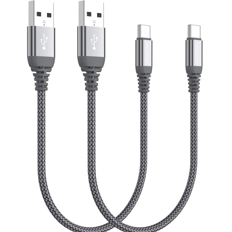 2Pack 0.5ft Short USB-C Cable Fast Charge Nylon Braided for iPhone 16/15 Samsung