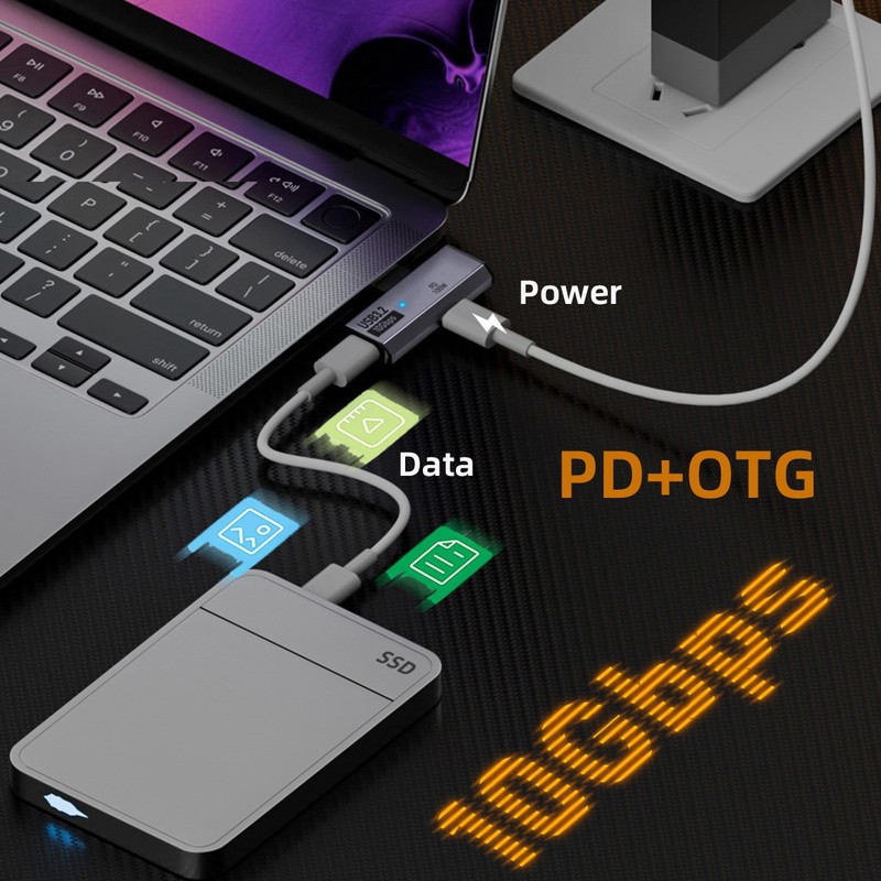 Chenyang USB-C 1-to-2 USB-C 100W PD Power & OTG Adapter 10Gbps for Laptop Tablet gallery