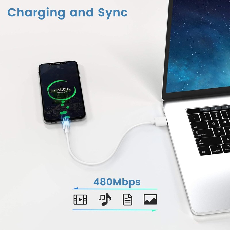 10-Pack 1 ft Short USB A to Type C Fast Charging Cord Bulk White Color gallery