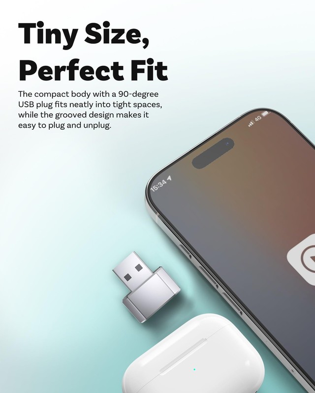 USB-C Mini 3.0 Wireless CarPlay & Android Auto Adapter – for Apple iPhone/And... gallery