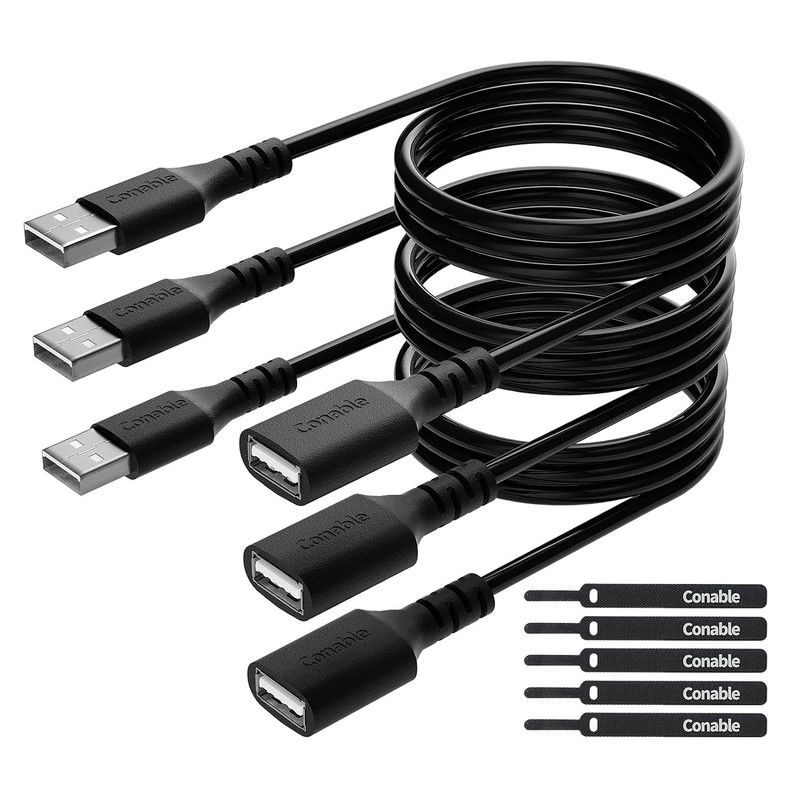 6ft USB 2.0 Extension Cable 3 Pack Male to Female Type A USB Extender Cord