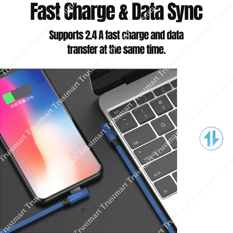 3 Pack 10Ft 90 Degree Angle Charger USB Charging Cable For Apple iPhone XR 8 7 6 gallery