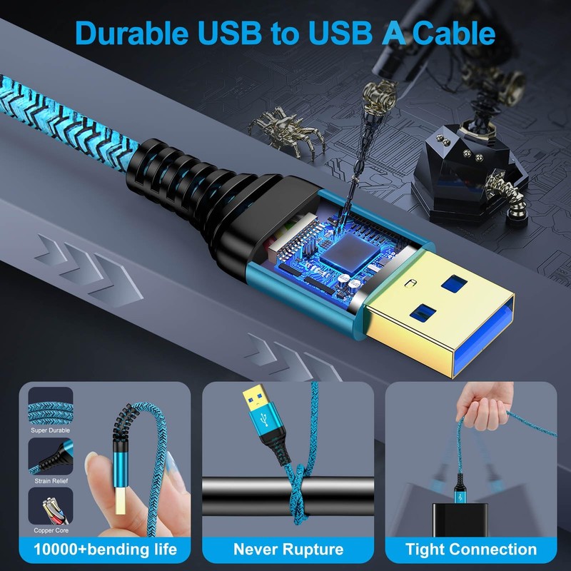 2 PCS USB To USB Cable 3FT Double End USBA To USBA Cord USB3.0 Male To Male gallery