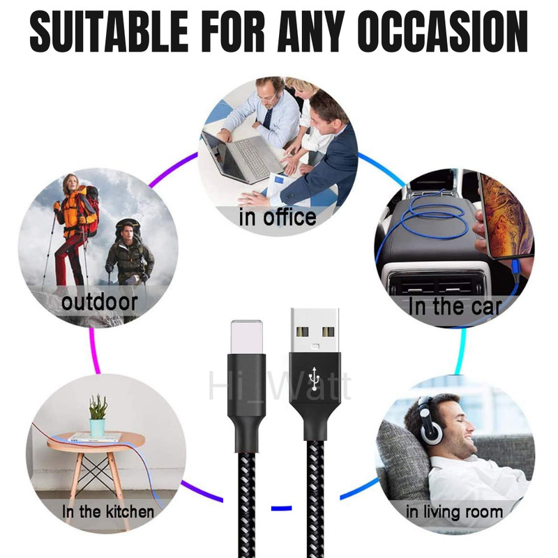 3Pack 6ft USB Fast Charger Cable Lot Heavy Duty For iPhone 13 11 8 6 5 Charging gallery