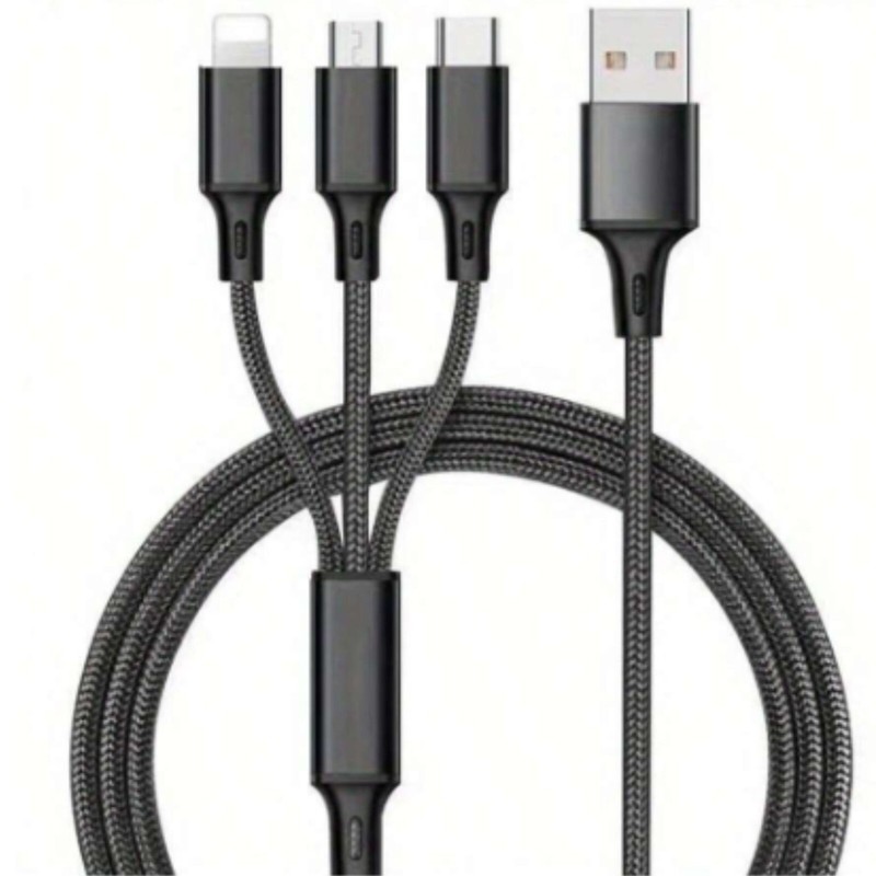 Multi Charging Cable Nylon Braided USB Type-C Universal 3 in 1 Cord Adapter, 4Ft gallery