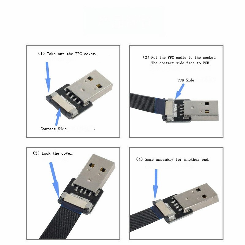USB connector FFC Type C Extension Cable 90 Degree Adapter FPC Ribbon Flat Cable gallery