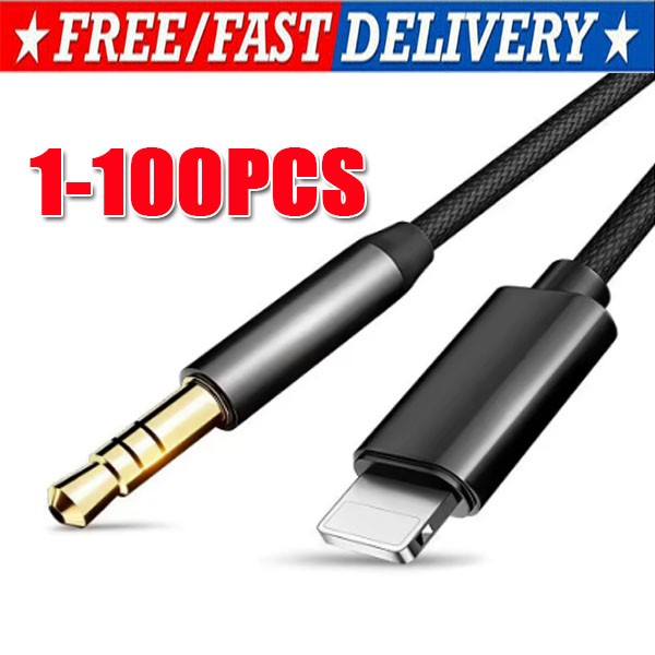 For iPhone 8 XR 11 12 13 Pro Max 8 Pin to 3.5mm AUX Audio Car Adapter Cord LOT