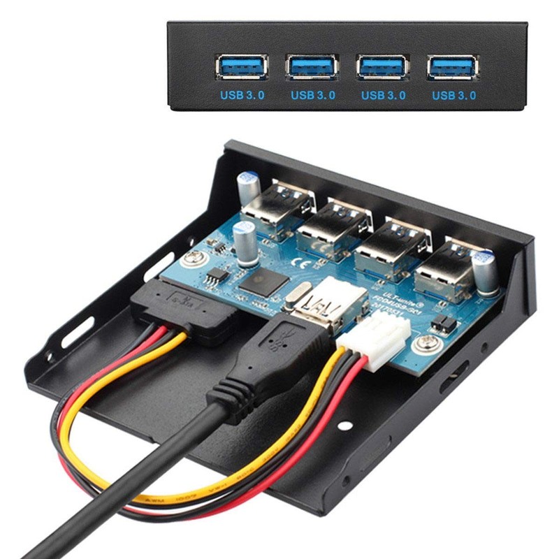 CY USB 3.0 HUB 4 Port Front Panel Motherboard 20Pin Adapter SATA Power 3.5 In gallery