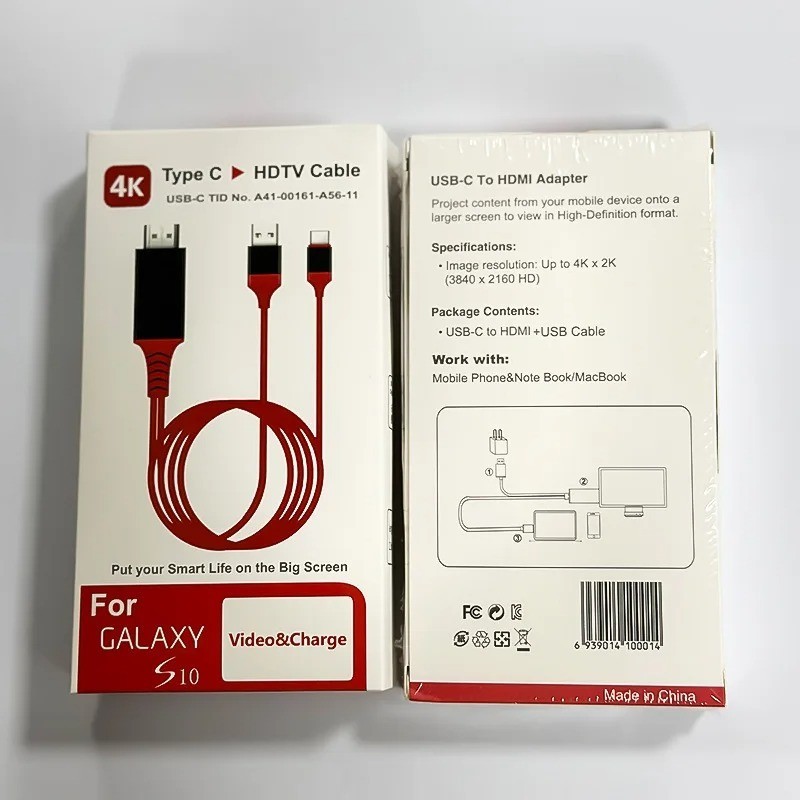 MHL USB-C Type C to HDMI USB A HD TV Cable Adapter For Android Phones Tablet RED