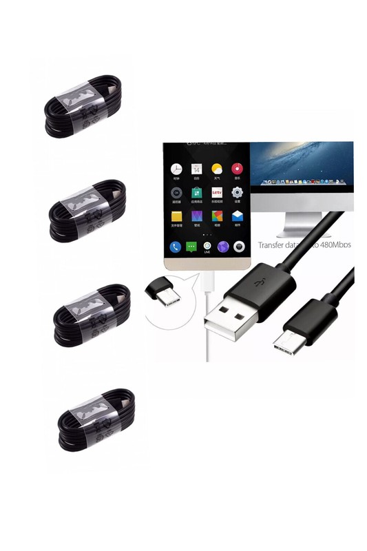 5x USB-C Type C Cable Fast Charging Cord for Samsung Galaxy S9 S8 Plus N8 N9 BLK