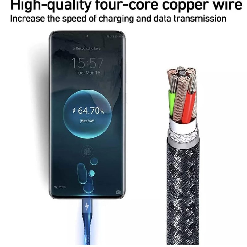 USB C to C Cable Type C To Type C Fast Charging Cord 6ft Gray Blue Power Wire gallery