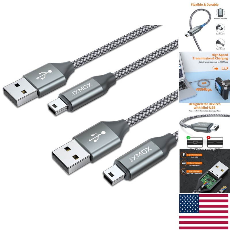 Versatile 3.3ft Mini USB Cables - Compatible with Hero 3+, PS3, Digital Devices
