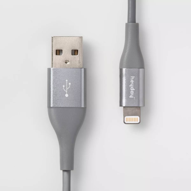 6' Lightin to USB-A Round Cable - heyday™ Black/Silver - New