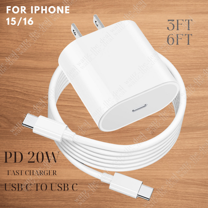 PD 20W Type C Fast Charge Cube USB C to USB C Cord For iPhone 15 Plus 16 Pro Max gallery