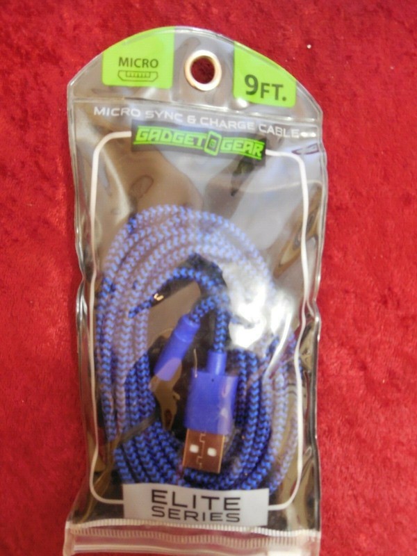 Micro USB Ultra-Durable Cloth Covered Charging Cable 9ft BLUE