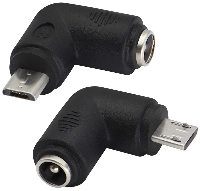 2 PCS 90 Degree DC 5.5×2.1mm To Micro USB 5V DC Power Adapter Connector
