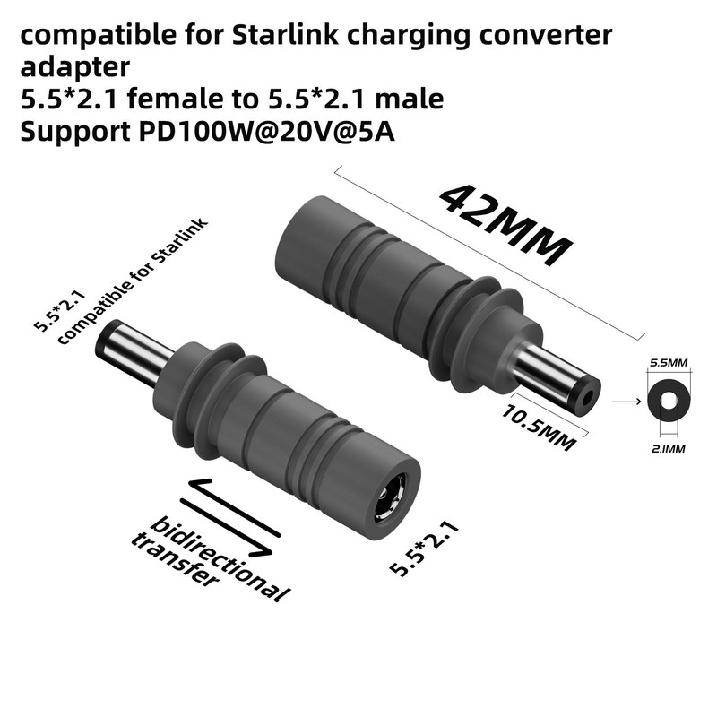 5521DC Female to 5521DC Power Adapter 5.5 x 2.1 for Starlink Mini, PD 100W gallery