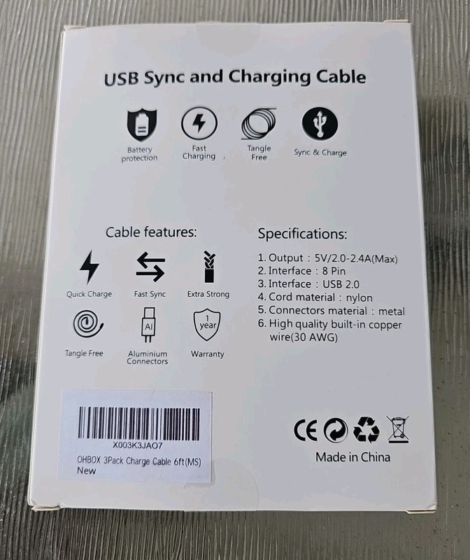 Black 6FT 2M USB Fast Data Charging Cable for iPhone gallery