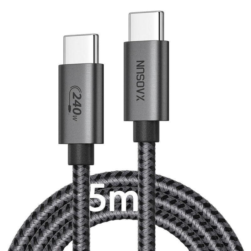 USB C to USB C Cable 16 FT 240W, 5M USB C Charger Cable PD3.1 48V 5A, Braided…