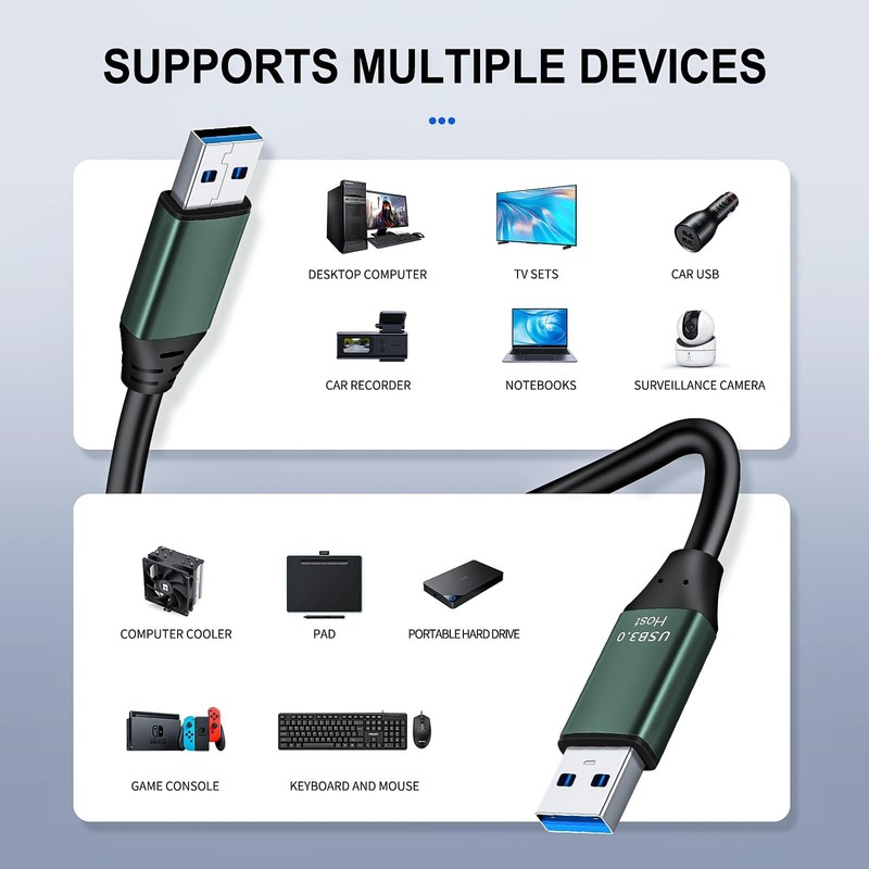 30ft USB 3.0 Cable Male To Male Type A To A For Hard Drive DVD Player Hub Pro gallery