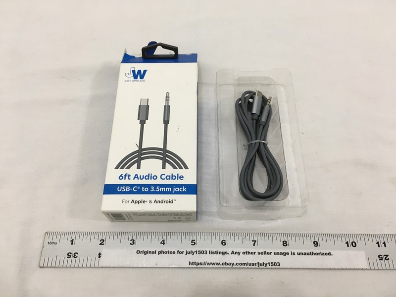 NEW Just Wireless 6-ft Audio Cable USB-C to 3.5mm Jack for Apple & Android (ob)
