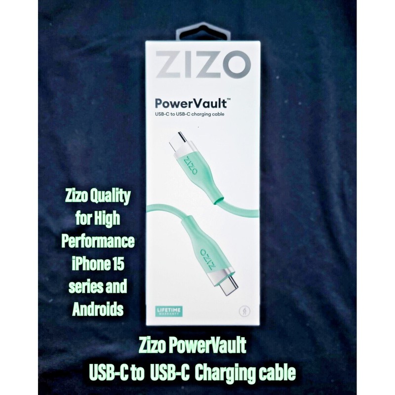 ZIZO POWERVAULT CABLE USB-C TO USB-C FAST CHARGING CABLE 6FT LIME