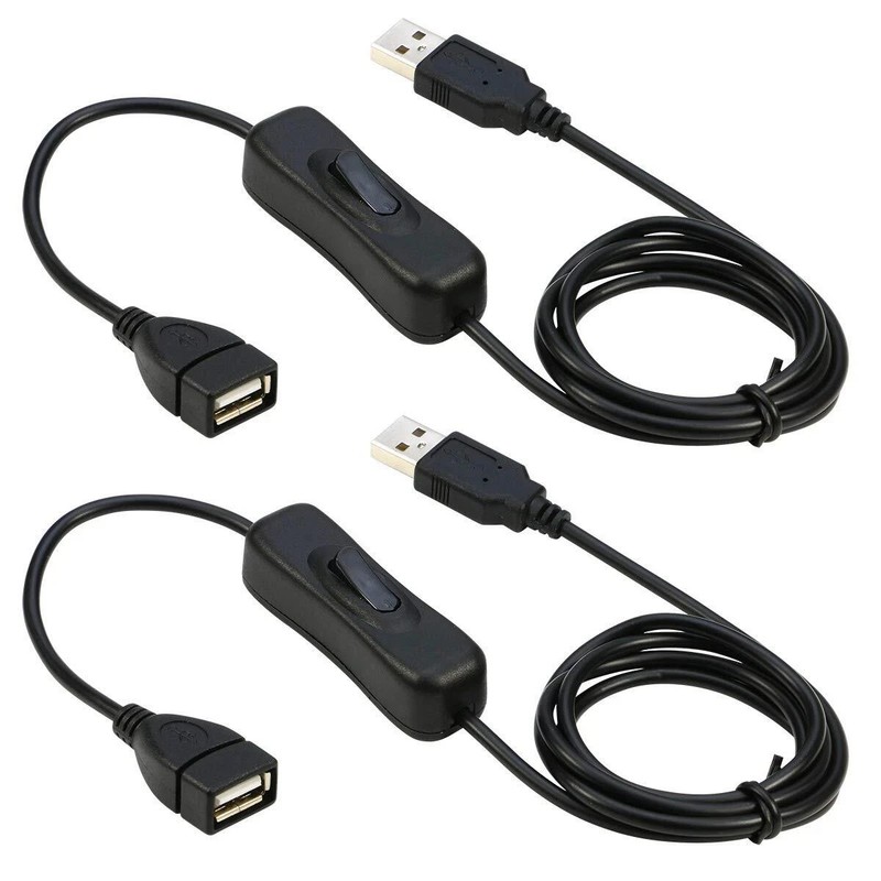 2 Pack 3Ft USB Power Switch Cable USB Male-Female Adapter with On/Off Switch