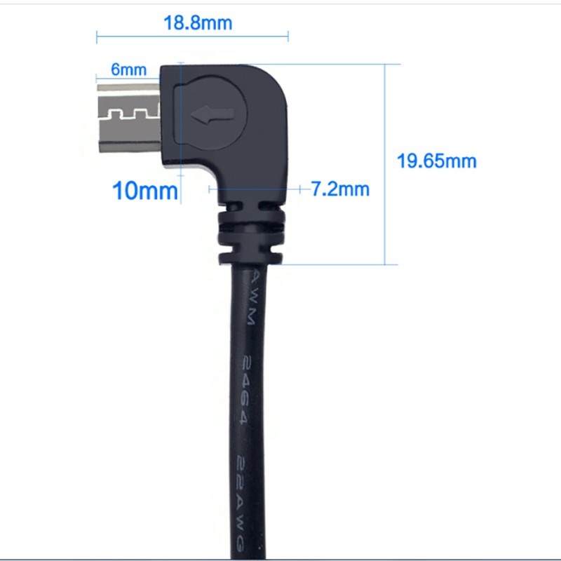 1pc Left Angle 90D Micro USB Male Plug Cable 2 wires 30cm 12inch 22AWG 5V 3A gallery