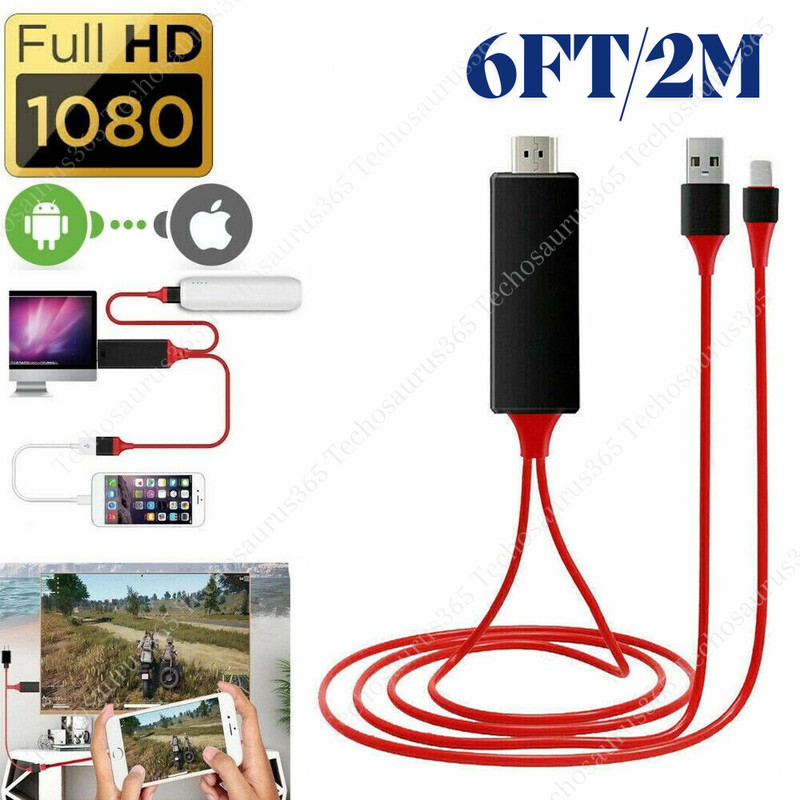 1080P HDMI Mirroring Cable Phone To TV HDTV AV Adapter For iPhone 11 14 13 iPad
