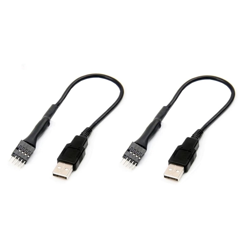 2 PCS 9Pin USB Motherboard Male Header To Single USB 2.0 Type A Male Cable