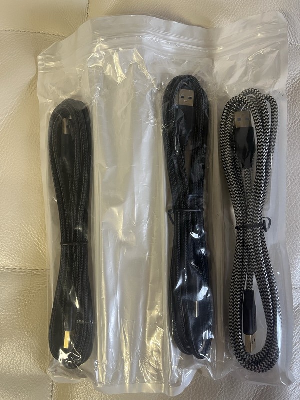 3-Pack Braided USB 3.0 Type-A to Type-C Cable Lot - 6ft Black & White/Black gallery