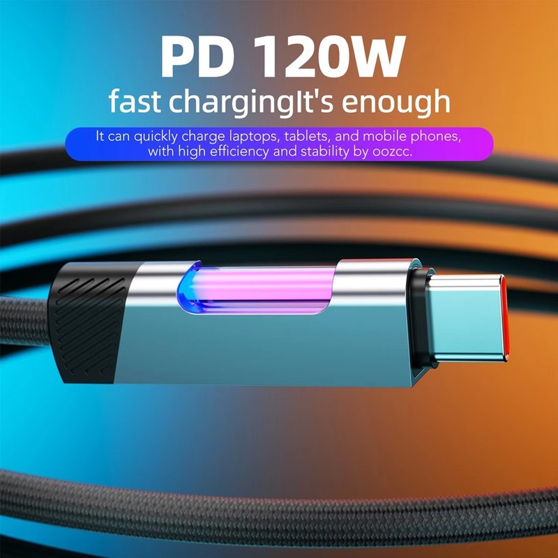 RGB Fast Charging Cable 2m 120W 6A USB to Type-C Cable with RGB Ambient2115 gallery
